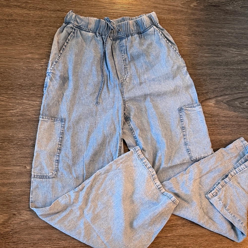 For The Republic Light Blue Drawstring Pants